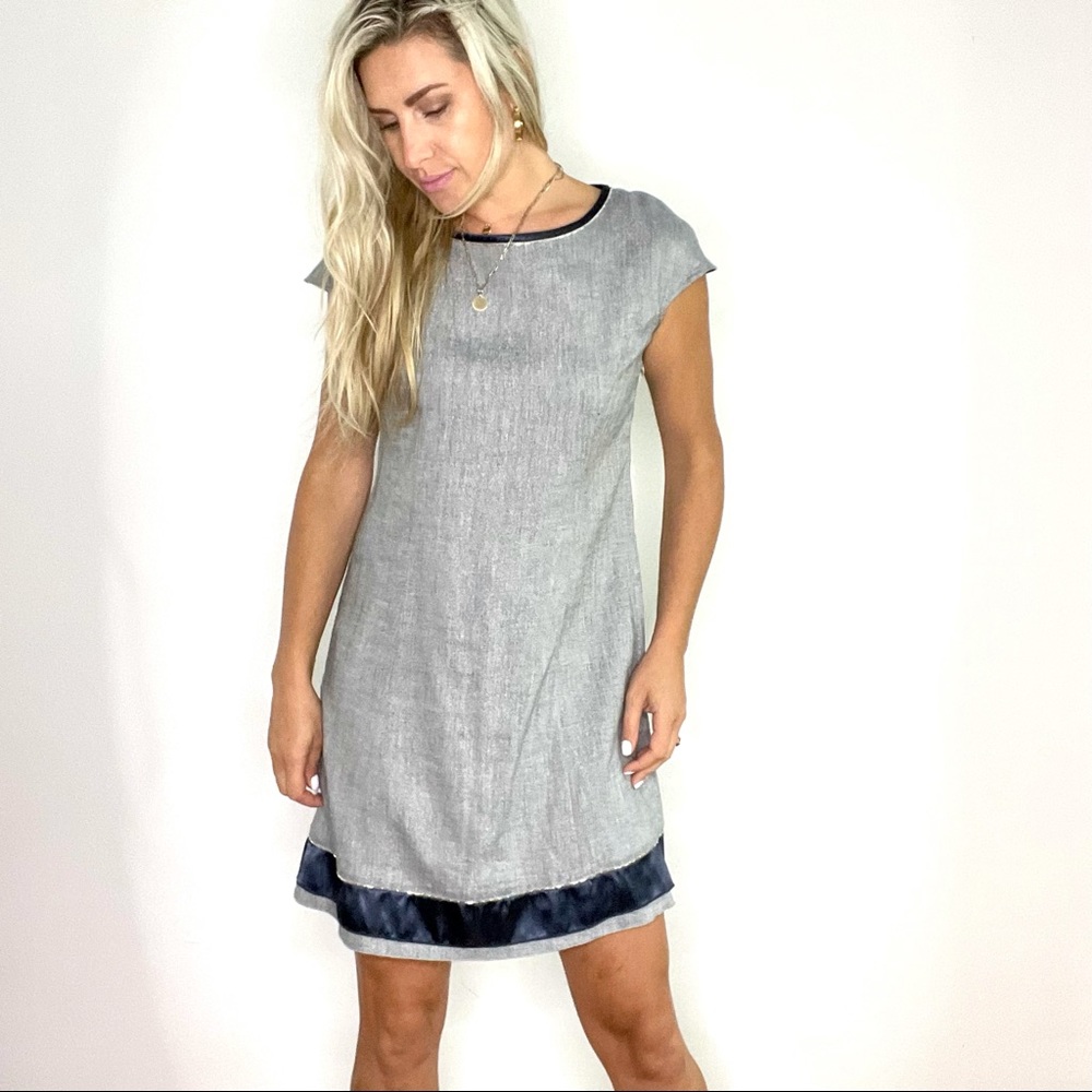 Syper Nova Light Blue & Navy beaded Trim Dress NEW